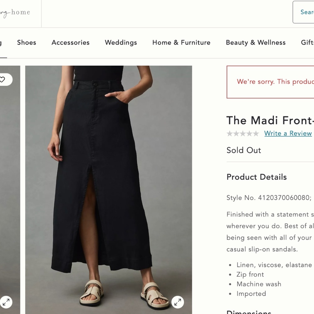 NWT Anthropologie The Madi Front-Slit Skirt by Pilcro